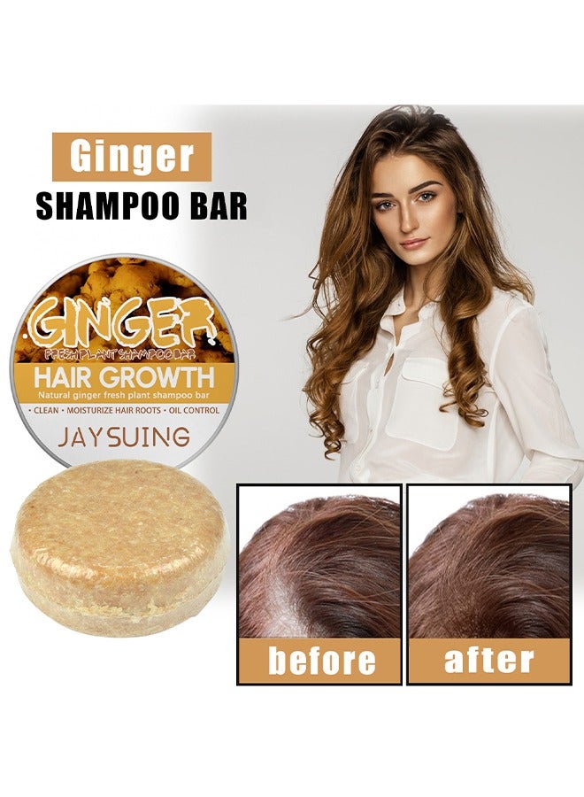 Natural Ginger Fresh Plant Shampoo Bar - Ginger Hair Regrowth Shampoo Bar,No Silicone Oil,Natural Ginger Shampoo Soap Bar for Hair Growth, Ginger Regrowth Hair 60g