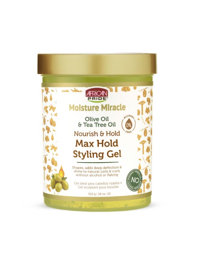 Moisture Miracle Max Hold Styling Gel with Olive Oil And Tee Tree Oil 510g