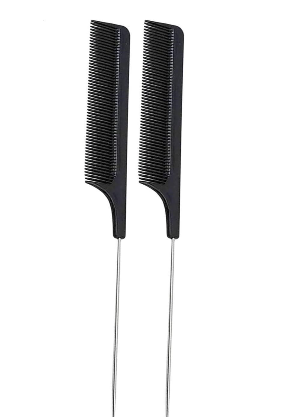 2 Pc Professional Fine-tooth Metal Rat Tail Comb Pin Hairdressing Hair Style Rat Tail Comb Set Ideal for All Hairs Barber Saloons