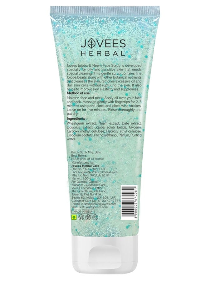 Jovees Herbal Jojoba & Neem Face Scrub 100ml | With Wheatgerm Extract | Deep Pore Cleansing, Reduces Acne & Blackheads | For All Skin Types - image 2