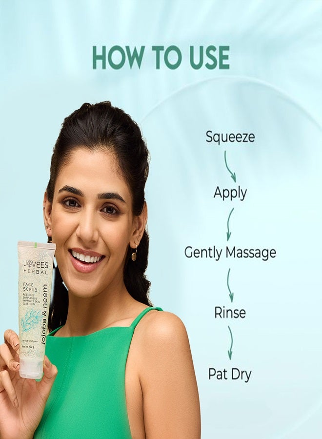 Jovees Herbal Jojoba & Neem Face Scrub 100ml | With Wheatgerm Extract | Deep Pore Cleansing, Reduces Acne & Blackheads | For All Skin Types - image 4