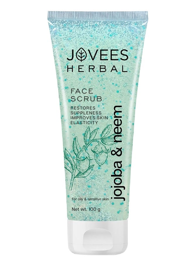 Jovees Herbal Jojoba & Neem Face Scrub 100ml | With Wheatgerm Extract | Deep Pore Cleansing, Reduces Acne & Blackheads | For All Skin Types