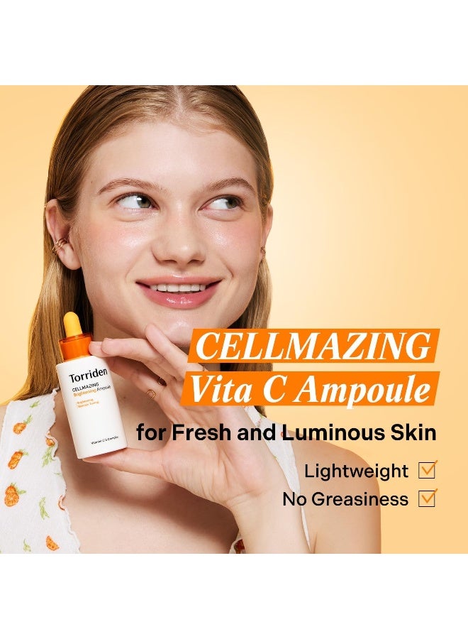 Cellmazing Brightening Ampoule Vitamin C 5 Complex Serum 30Ml – Hydrating, Tone Correcting, Radiance Boosting Korean Skincare, 1.01 Fl Oz - image 3