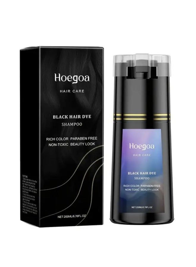 200ml Black Hair Dye Shampoo - Natural Plant Pigments, Safe for Scalp, Quick Gray Hair Conceal, Summer Essential, Suitable for Men & Women, All Hair Types, Moisturizing & Conditioning, Glycerin-Based, 2-in-1 Shampoo & Conditioner, Hair Dye Shampoo, Stylish Hair Care, Sleek Bottle Design, Glycerin Moisturizer, Shampoo For Gray Hair, Hair Dye For Women, Polar Hair Dye Shampoo, Nova, Black Hair Dye Shampoo, Nova Hair Dye Shampoo For Men, Shampoo And Conditioner, Professional Shampoo