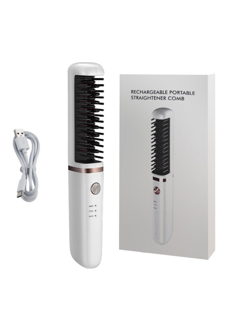 Portable Usb Rechargeable Hair Straightening Comb Wireless Curling Iron