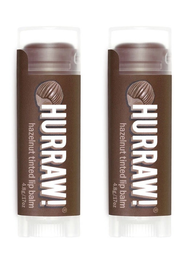 Hurraw! Hazelnut Tinted Lip Balm, 2 Pack: (Sheer Brown Tint) Organic, Certified Vegan, Cruelty and Gluten Free. Non-GMO, 100% Natural Ingredients. Bee, Shea, Soy and Palm Free. Made in USA