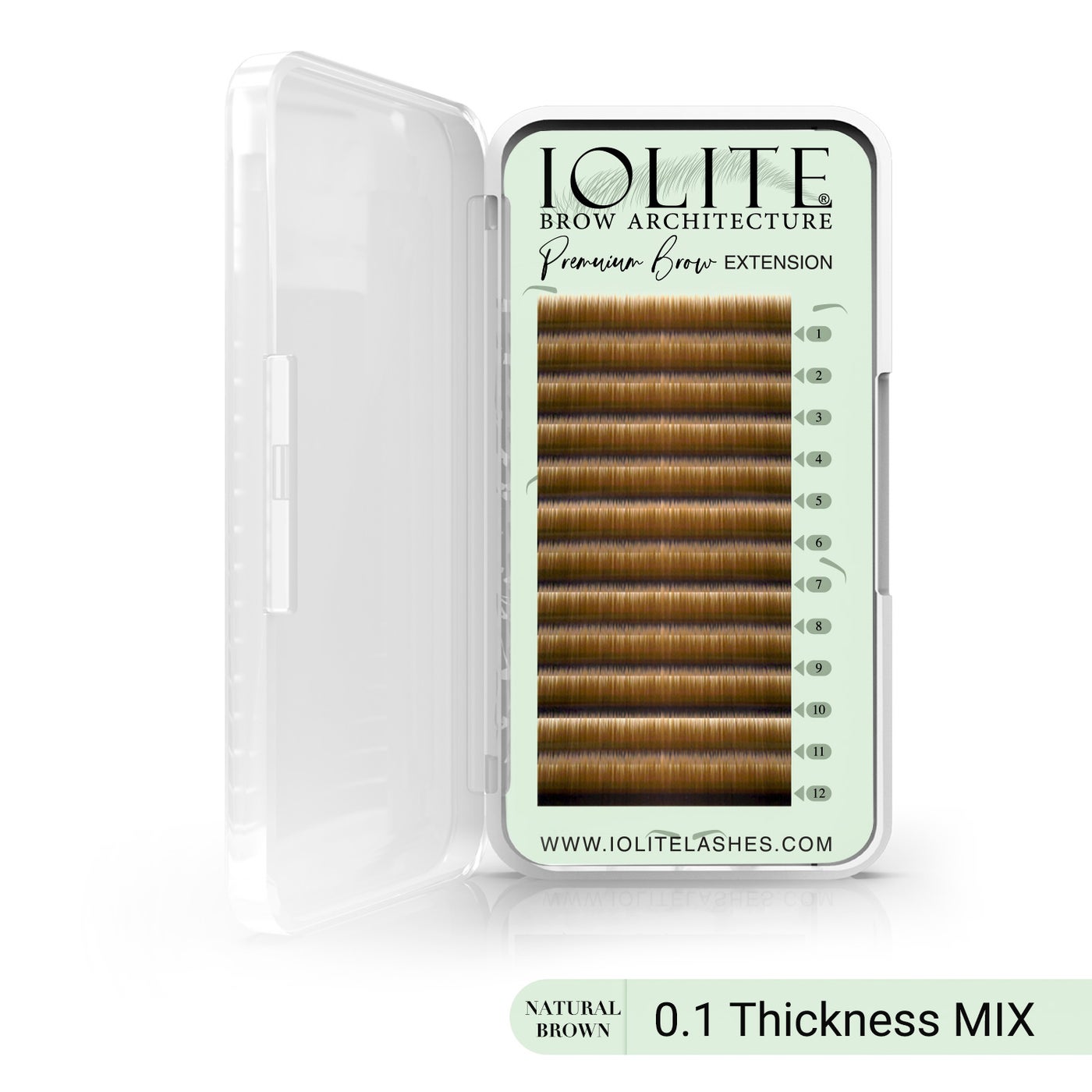 Premium Eyebrow Extension Brow-I; False Eyebrows in Tray - Brow Extension 0.10T Thickness ; Length - 8mm, 9mm, Mix - Natural Brown - Mix