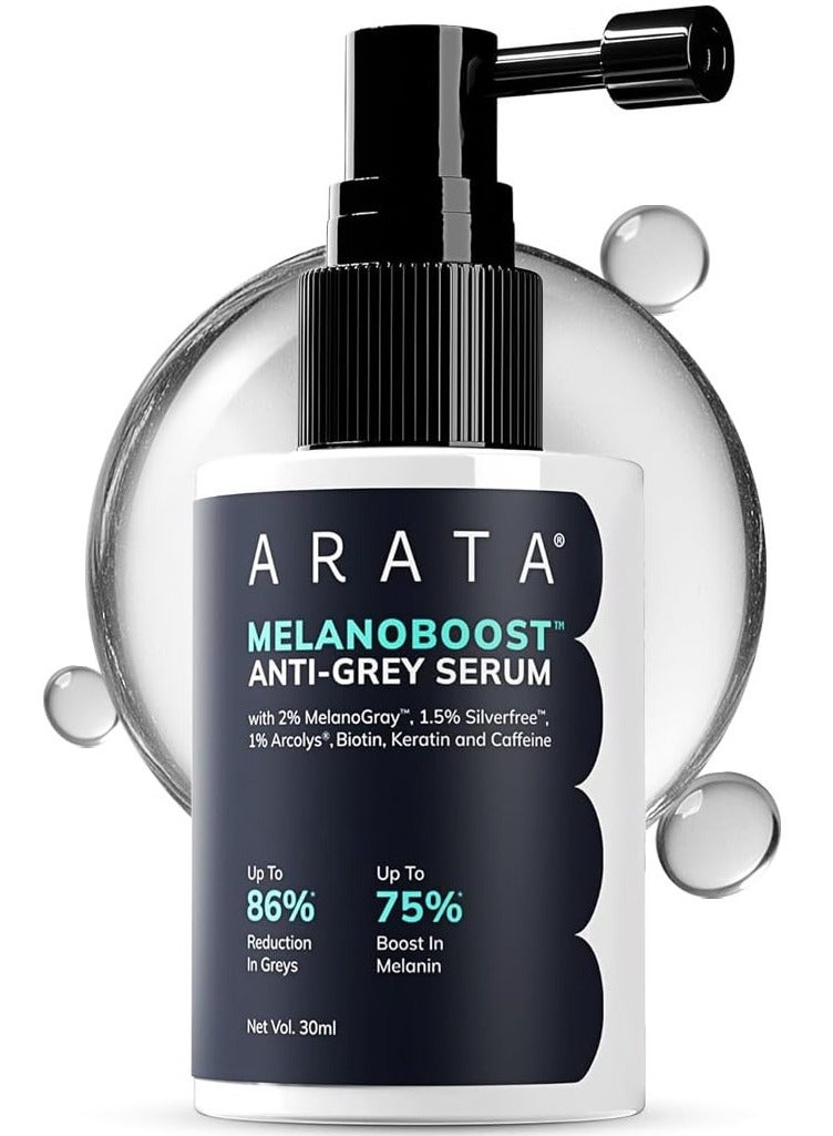 Anti Grey Hair & Beard Serum with 2% MelanoGray, 1.5% Silverfree™, 1% Arcolys | Boosts Melanin Production | Promotes Natural Pigmentation | Reduces Grey Hair | 30ml