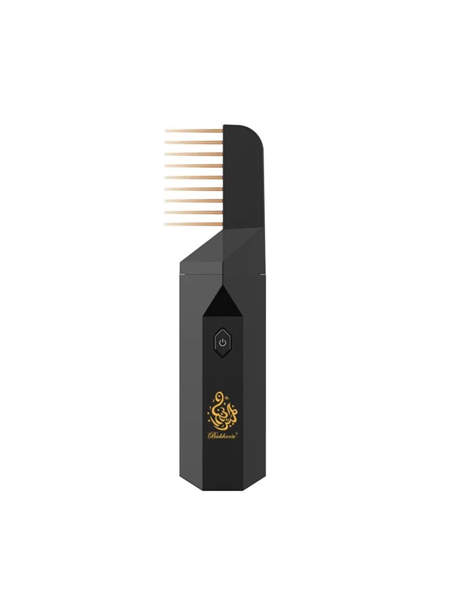 Rechargeable Comb Electric Bakhoor Burner USB Type-C Power Electrical Bukhoor Burner With Hair Comb Incense Holder Portable Incense Burners Aroma Diffuser With Hair Comb Incense Holder Black