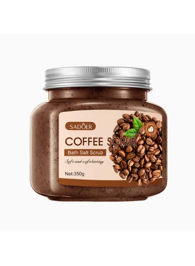 SADOER Coffee Scrub Bath Salt - Exfoliating & Moisturizing Body Scrub with Real Coffee Beans, Alcohol-Free & Fragrance-Free, for All Light Beige Types (Including Sensitive) - Spa-Like Glow at Home, Minimalist Jar Packaging - Men & Women, Home Spa, Natural Aesthetic, Gentle Exfoliation, Selfcare Routine