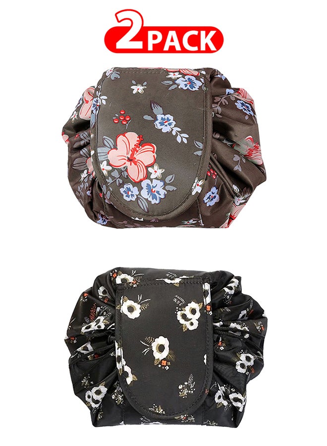 2 Pack Drawstring Lazy Cosmetic Travel Bag Women Makeup Bag for Travel and Household to Storing Cosmetics