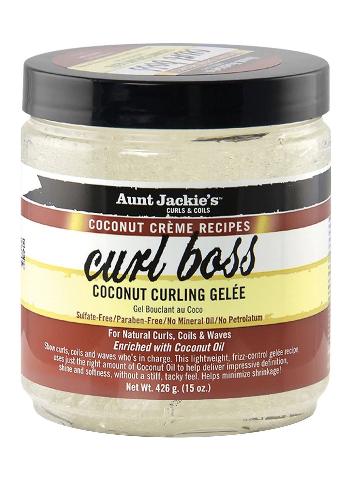 Aunt Jackie's Curl Boss Coconut Curling Gelée | 426g | For Curly Hair, Frizz Control & Shine | No Parabens or Sulfates