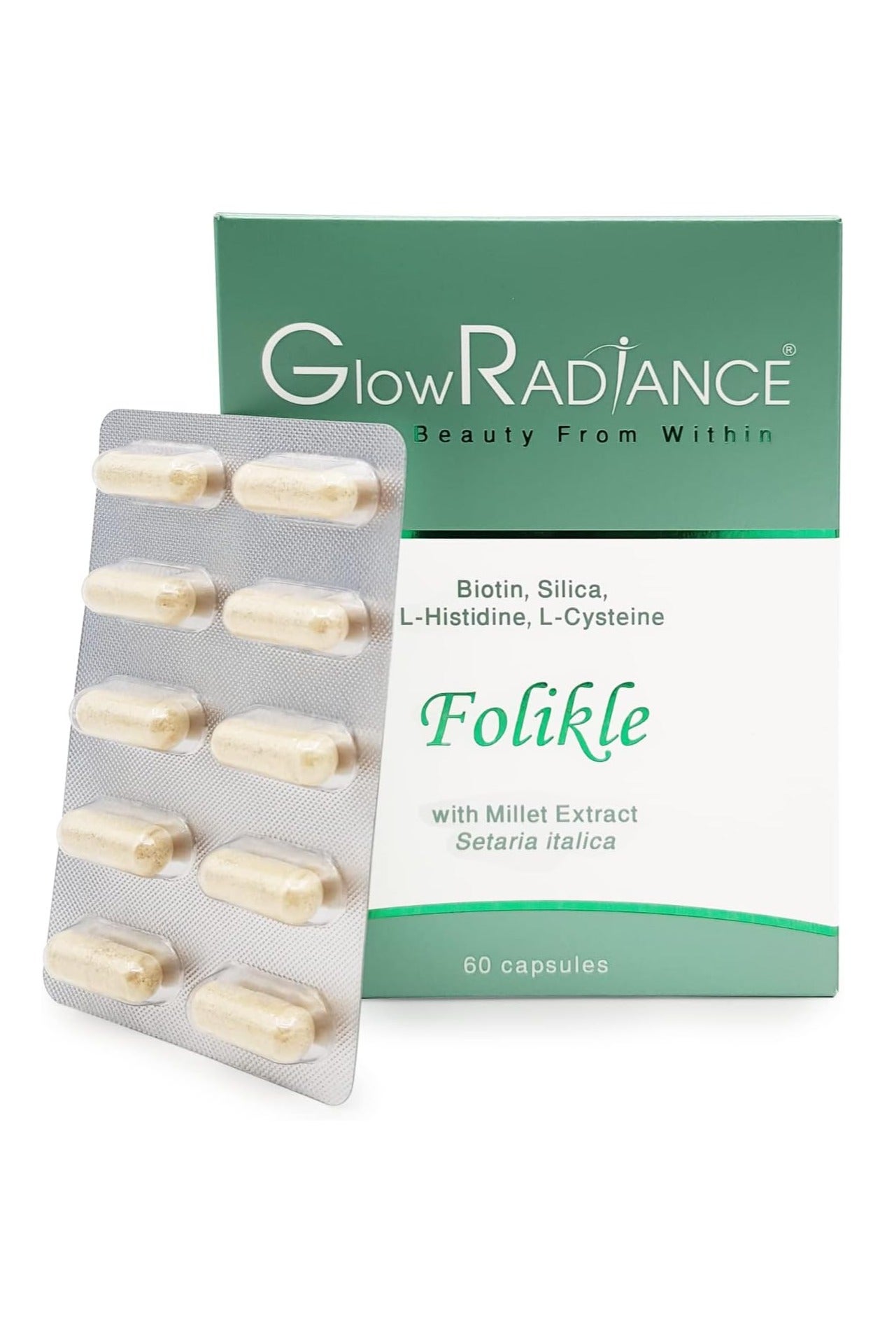 Glow Radiance Folikle 60 Capsules â Advanced Hair Growth Support | Stronger, Healthier & Thicker Hair | Nourishing Hair & Scalp Formula