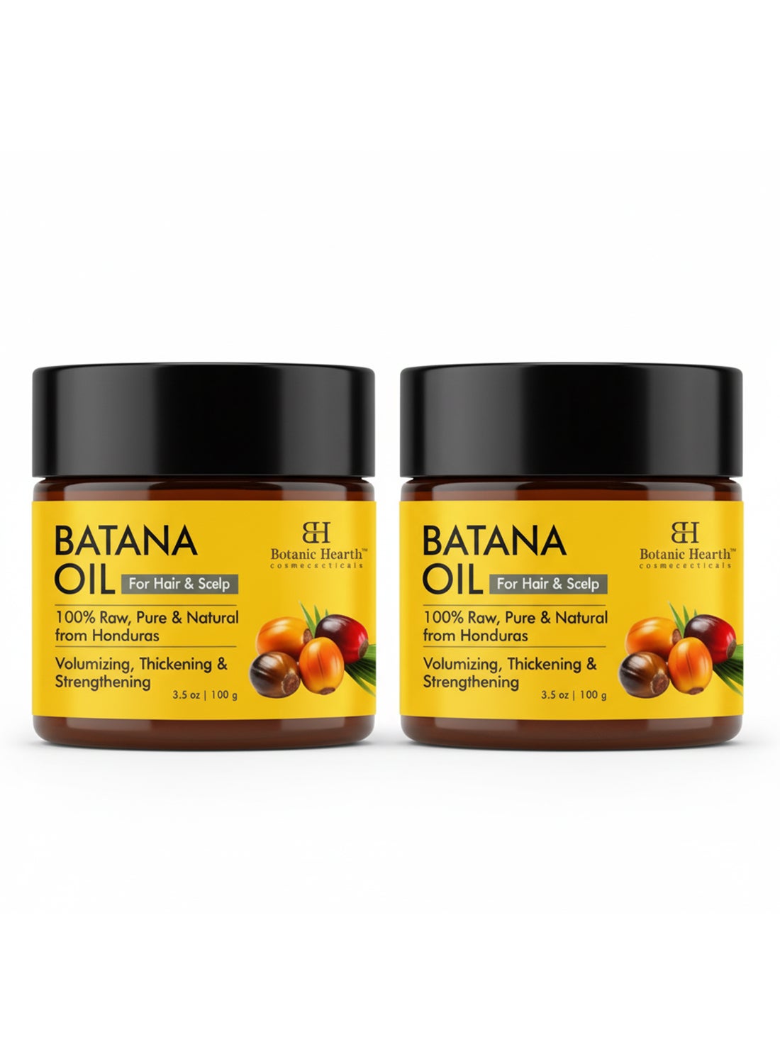 Pack of 2 - Batana Oil for Hair Growth Batana Butter 100gm |Natural, Unrefined & Organic, Sourced from Honduras - Enhances Hair Thickness, Prevents Hair Loss, Repairs Damaged Hair for Men & Women