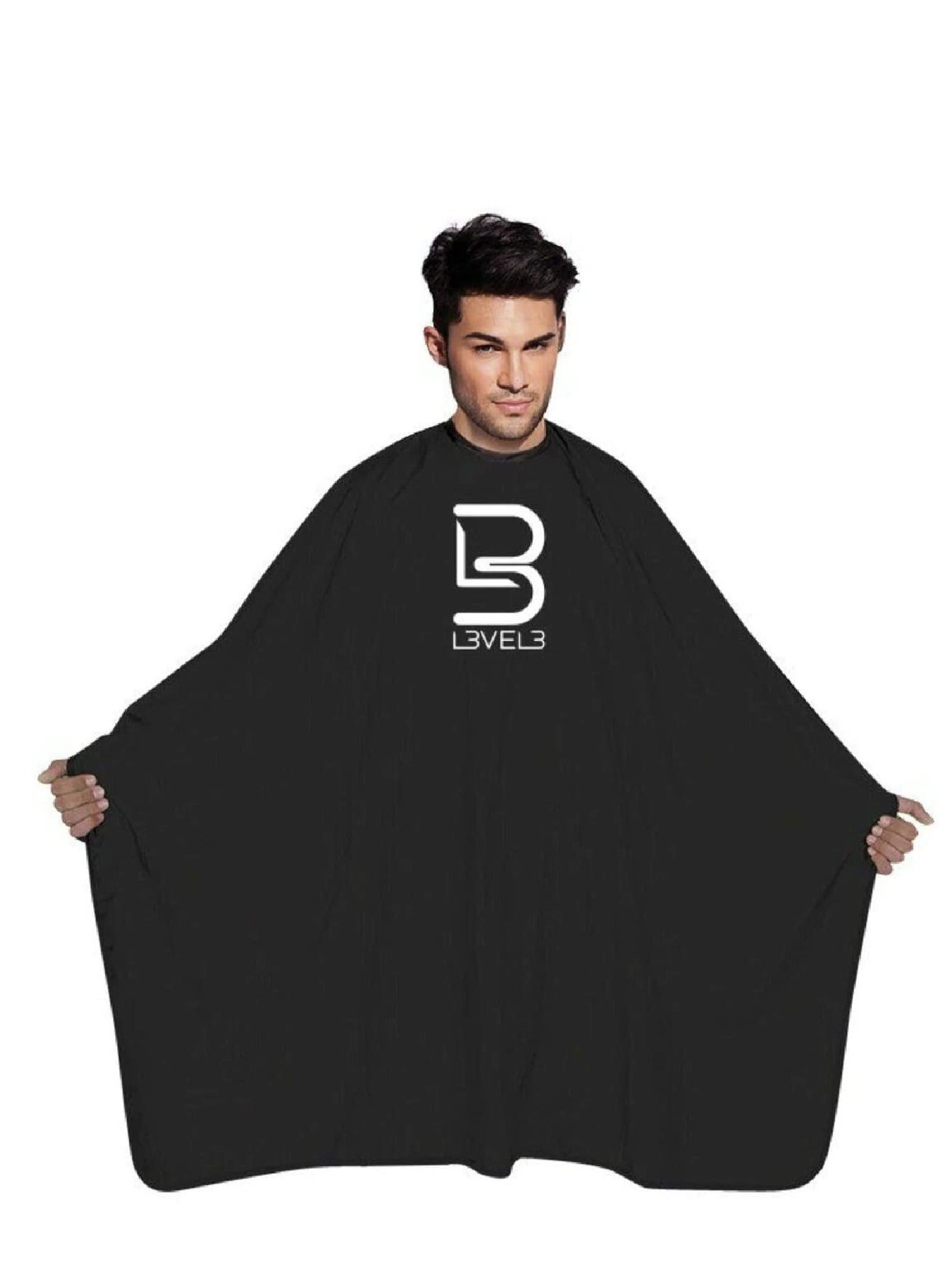 Level 3 Black Cape - Universal Size - Comfortable with Adjustable Neck Closure - for Barbers and Hair Stylist