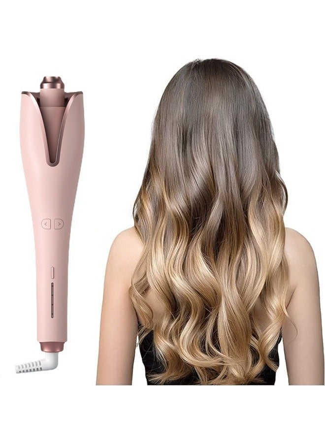 Automatic Curling Iron,Anion Hair Care Fast Heating,Ceramic Rotating Barrel,Anti-Scald and Anti-Hair Jam,Automatic Shut-Off,Suitable for Weddings/Parties/Outdoor Travel(Pink)