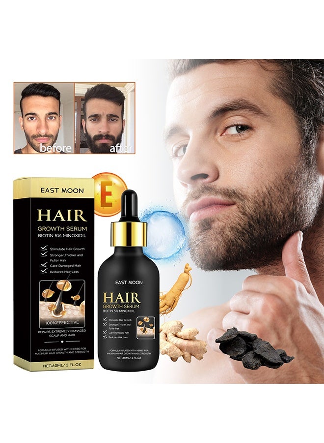 Hair Growth Serum - Biotin 5% Minoxidil, Regrowth Hair Treatment For Thickens Hair Promotes Hair Density Help to Stop Thinning Loss Hair stimulates Hair Growth, Regain Hair Serum-60ml