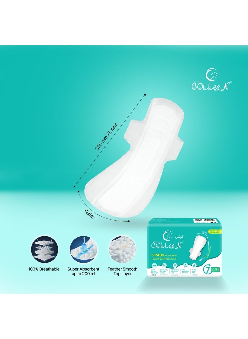 Colleen Ultra Breathable sanitary Napkin XL+ 330mm Night Use 6 Pad || heavy flow sanitary Ultra thin pads |Non Toxic pad - image 6