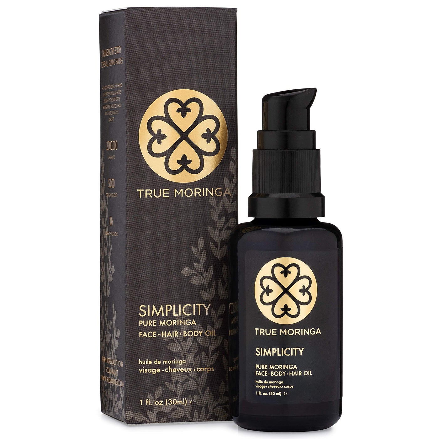 True Moringa Oil 100% Pure, Cold-Pressed Moringa Oil for Face, Hair & SkinâŽœAnti Aging. Brightening Moisturizer, Unscented 30 ml âŽœ