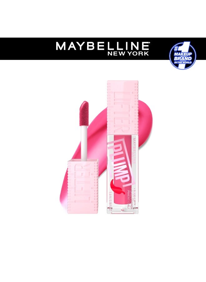 MAYBELLINE LIFTER PLUMP PLUMPING LIP GLOSS WITH CHILI PEPPER, INTENSE HYDRATION & LASTING PLUMP, 003 PINK STING