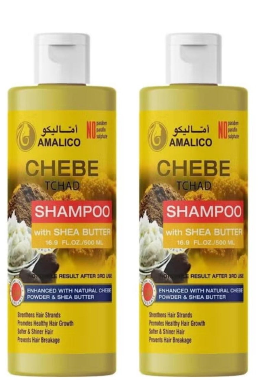 Shampoo for Silky Hair Growth Chebe Powder and Shea Butter Organic Shampoo for Women Curly Hair - Palm Oil Almond Oil Olive Oil Deep Scalp Nourishment Sulphate Parapen Free 500 ML 2 pcs