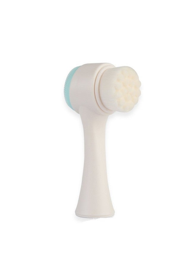 2 In 1 Face Brush Double Sided Facial Cleansing Brush Silicone Cleansing Side And Soft Bristles Washing Face Cleansing And Exfoliating Scrubber To Massage And Scrub Your Skin (White And Blue)