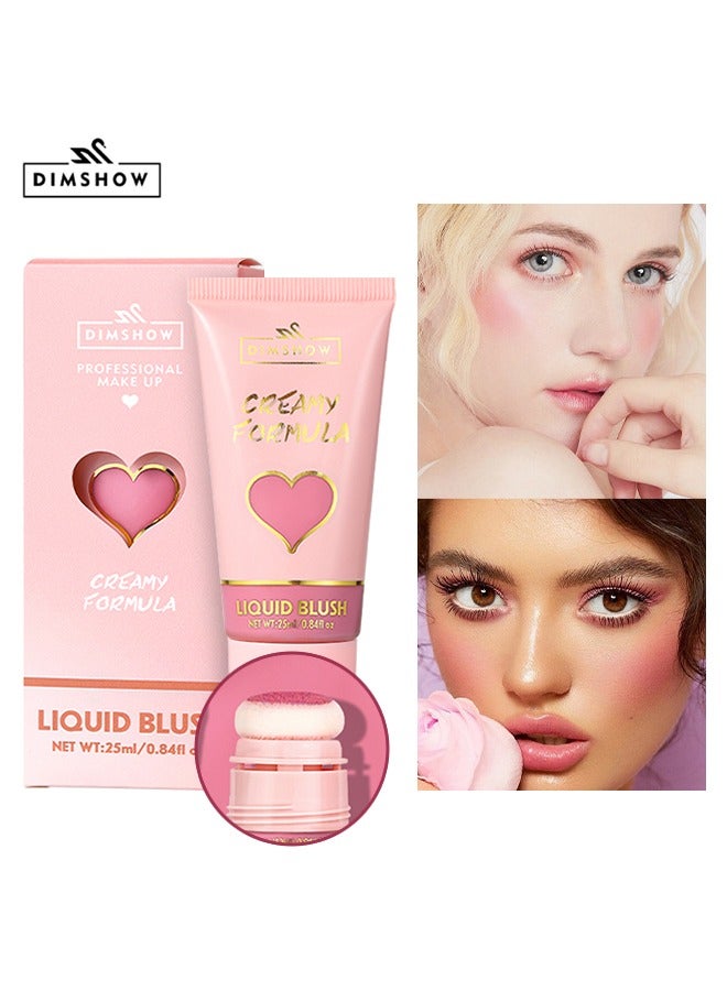 Liquid Blush-Creamy Formula,Big Head Sponge Head, Velvet Skin Feeling, Lips & Cheeks Dual Use, Moisturizing , Easy To Color #01