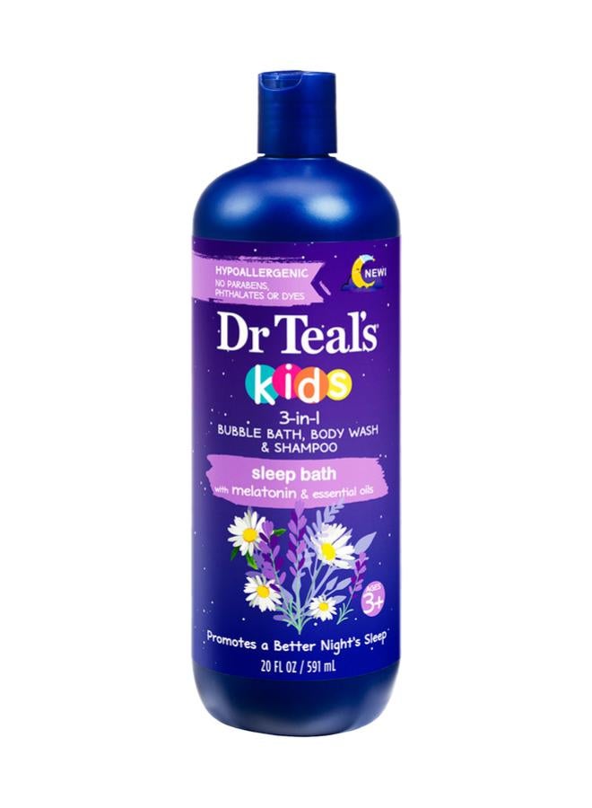 Kids 3-in-1 Sleep Bubble Bath, Body Wash & Shampoo - Hypoallergenic Formula to Promote Restful Sleep with Melatonin & Essential Oils (591 ml)