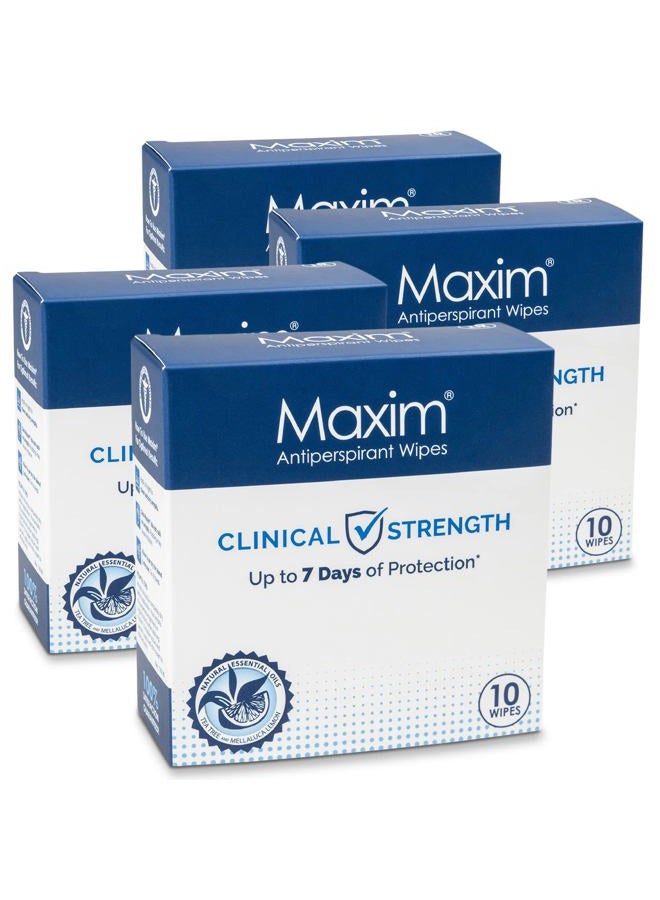 Maxim® Clinical Strength Antiperspirant Wipes for hyperhidrosis Excessive Sweating – Reduces Sweat – Antiperspirant for Men and Women Certain to Keep you Dri. 10 wipes