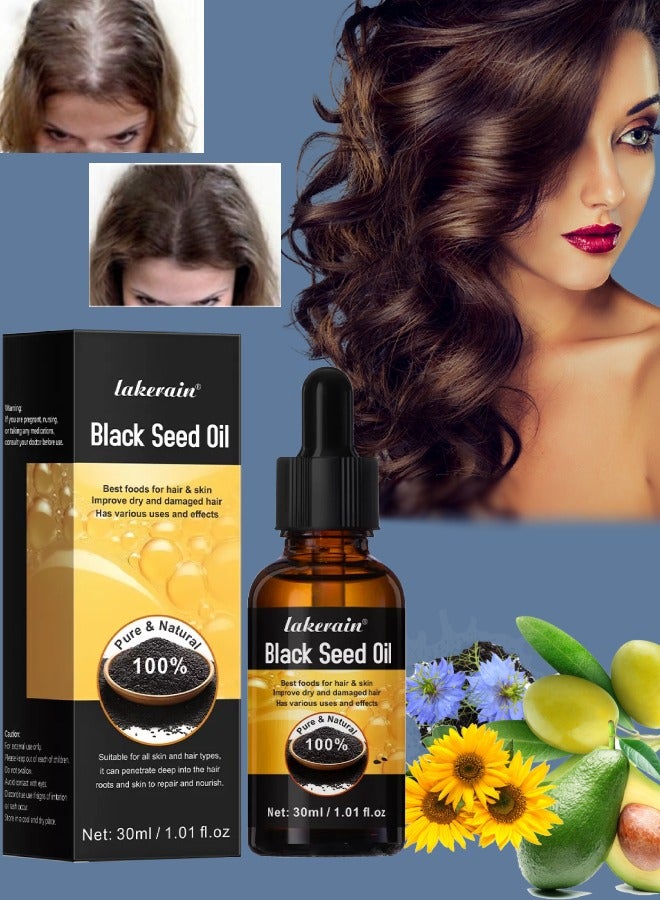 Black Seed Oil for Hair Growth 100% Pure and Natural Organic Black Seed Oil for Hair Growth and Skin Care Moisturize Hair and Skin Repair Dry and Damaged Hair Strengthen Hair Oil 30ml