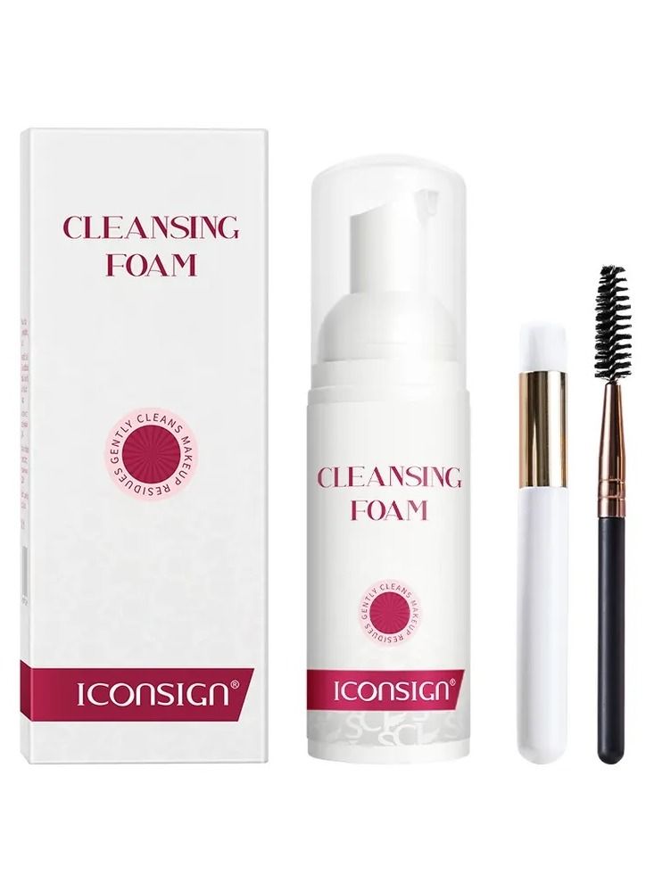 Iconsign New 2023 Cleaning Foam Kit with tools Eyelash and Eyebrow shampoo for Strong cleaning