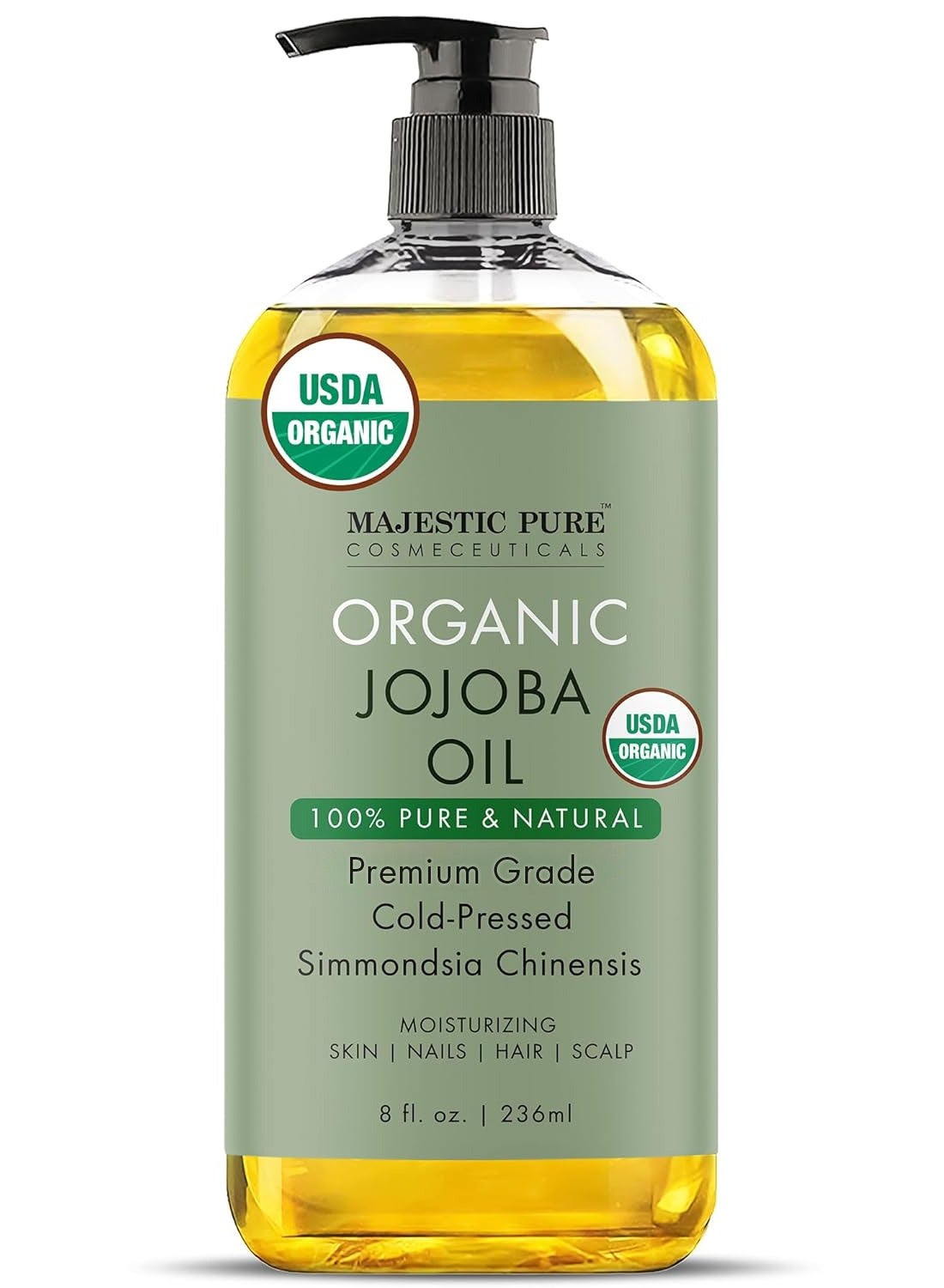 Organic Jojoba Oil | 236 ML Large | 100% Pure Jojoba Oil Organic for Skin, Hair, Scalp, Nails, Face | Cold Pressed & Hexane Free | Hair & Body Oil | 8 Fl Oz