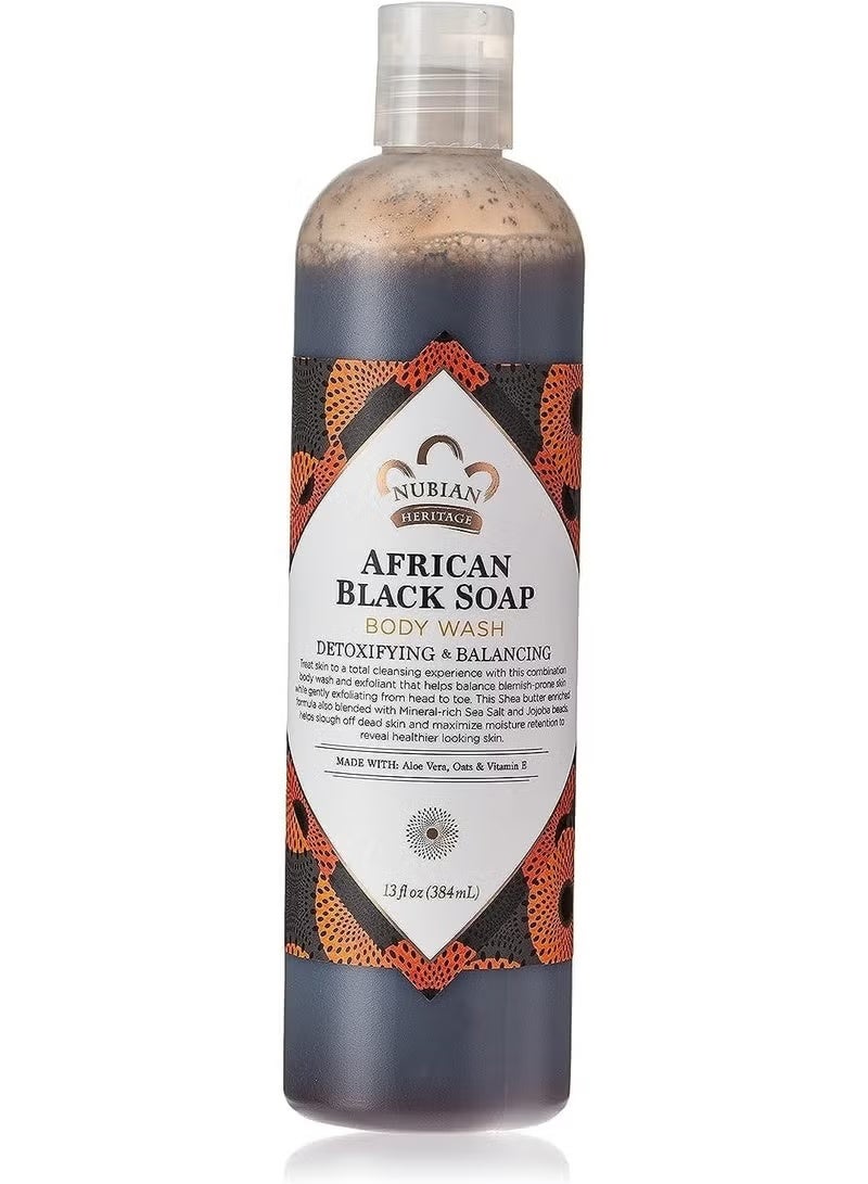 African Black Soap Body Wash by Nubian Heritage 384ml | Detoxifying & Nourishing Formula