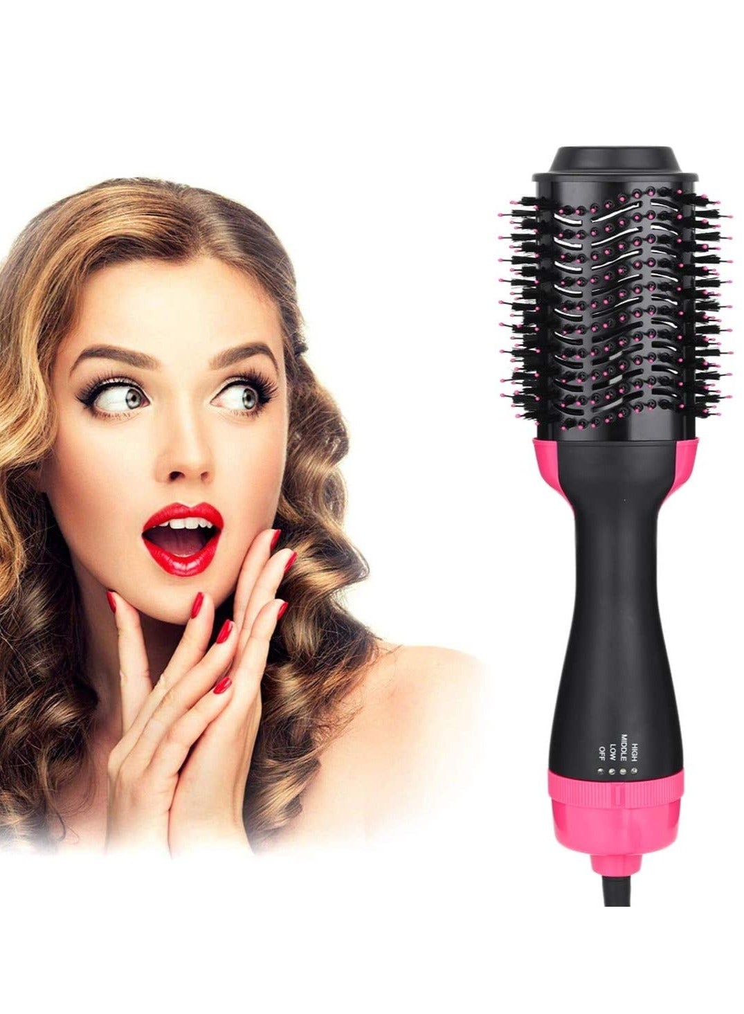 One Step Hair Dryer and Volumizer, Meraif 3 in 1 Hot Air Brush Hair Dryer Brush Anti-scald Negative Ion Hair Straightener Brush Comb Curler Styler for All Hair Types