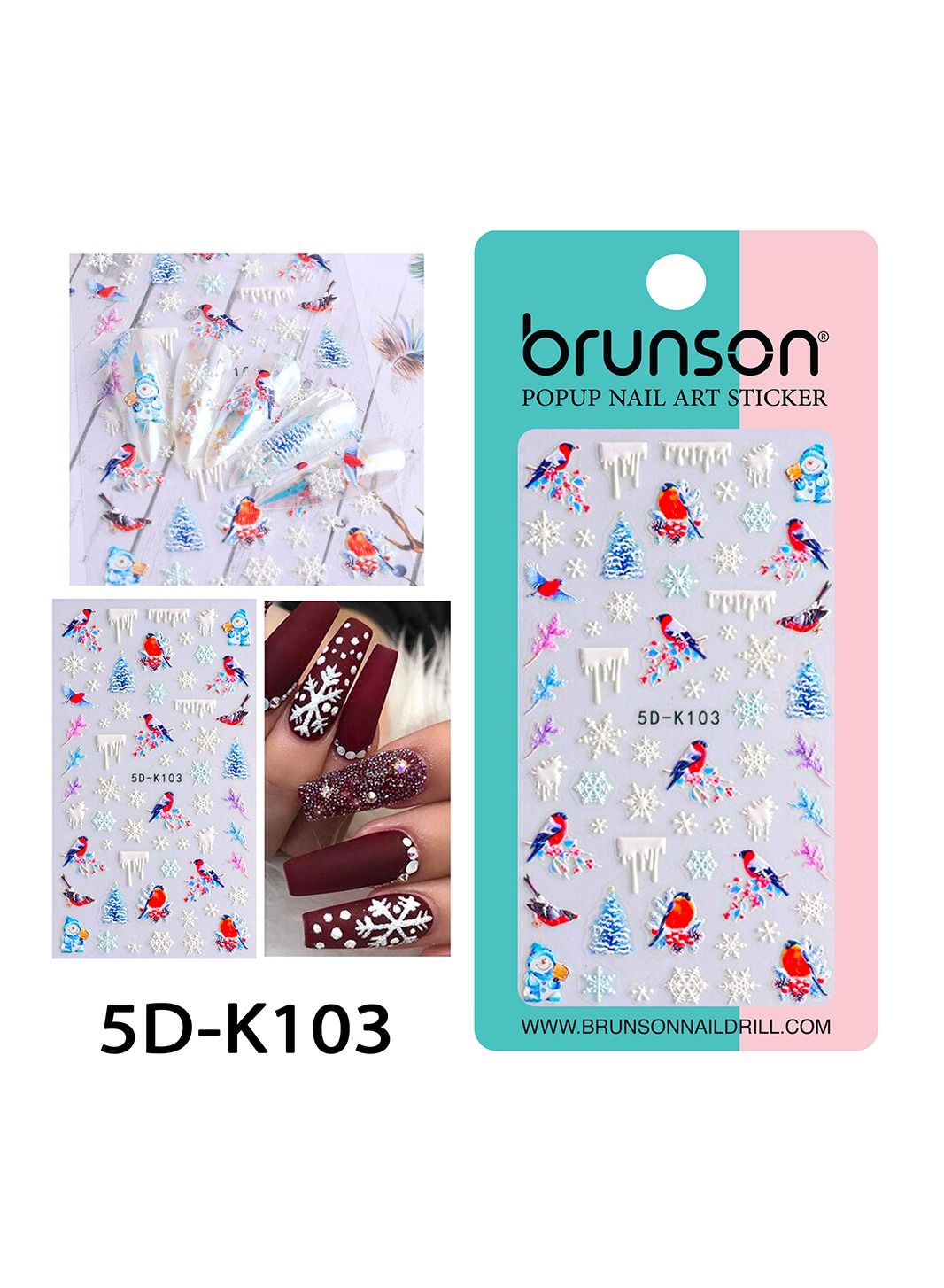 Christmas Nail Art Stickers Snowflake Nail Decals 5D Stereoscopic Embossed Santa Claus Snowman
