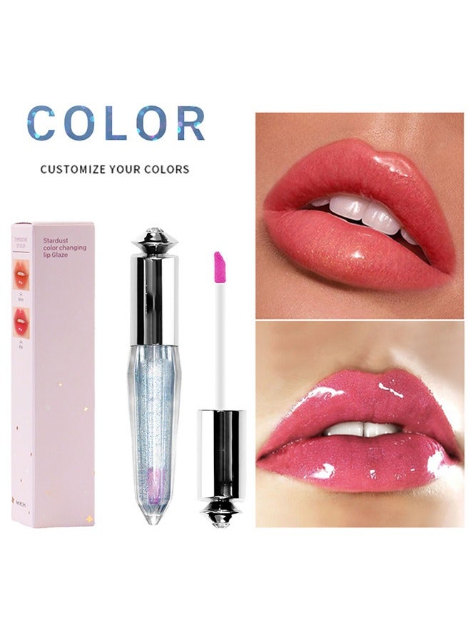 "Stardust Corlor Changing Lip Glaze, Liquid Lipstick Long Lasting Hydrating Temperature Change With Hyaluronic Acid Light High Shine Finish For Plumper Moisturizing Non Sticky Glitter Shimmer  "