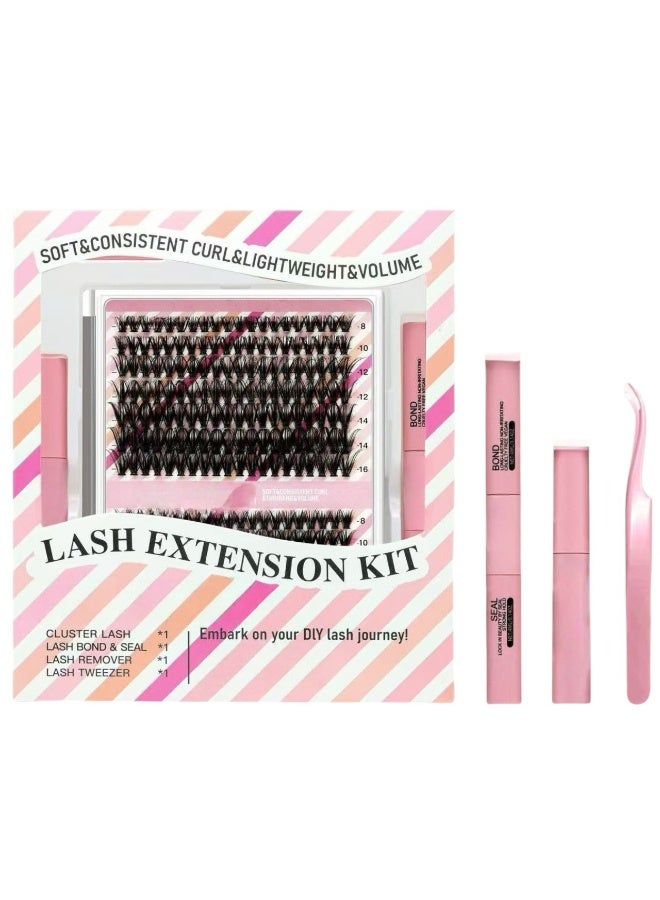2 Styles DIY Eyelash Extension Kit, 8-16mm Mixed Individual Lashes Cluster, Natural Curl Personal Eyelash Set, Segmented False Eyelashes, Thick Eyelashes.