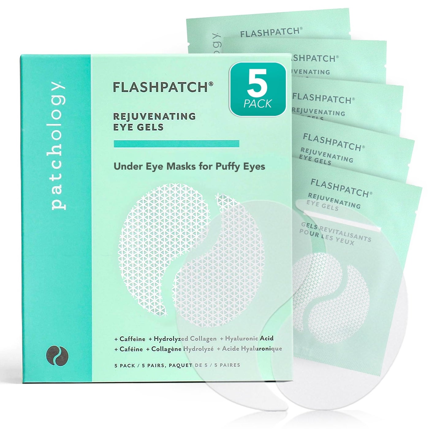 Patchology Rejuvenating Under Eye Patches for Puffy Eyes, Dark Circles & Wrinkles, Undereye Gel Patches with Caffeine & Collagen, Christmas Gifts for Women & Stocking Stuffers for Teen Girls (5 Pairs)