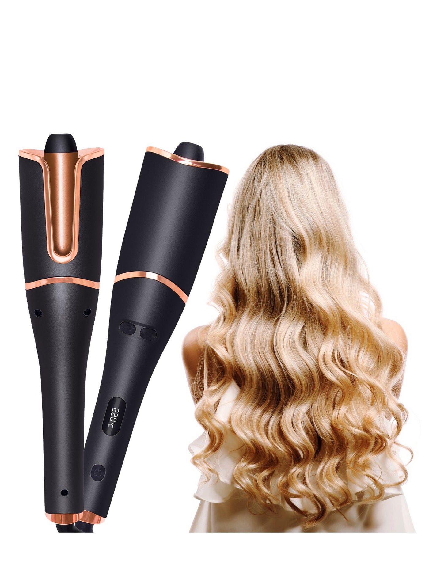 Automatic Curling Iron Ceramic Hair Curler With Temperature display digital screen | Auto Self Rotating Easy Curling Wand Anti-scald & Tangle-free for All Hair Styling | Electric Dual Voltage