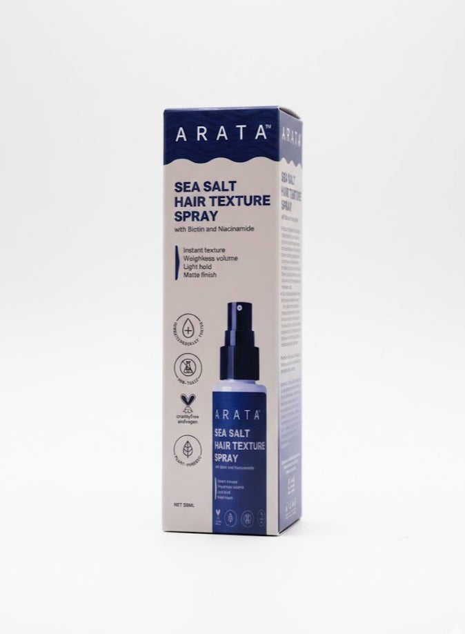 Arata Sea Salt Thickening Hair Spray Infused With Sea Salt, Biotin & Niacinamide For Instantly Thicker, Full-Bodied Hair