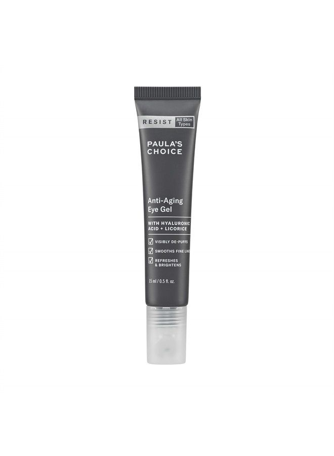 RESIST Anti-Aging Eye Gel with Hyaluronic Acid, for Dark Circles, Puffy Eyes, Crow's Feet, Fine Lines & Wrinkles, 0.5 Ounce