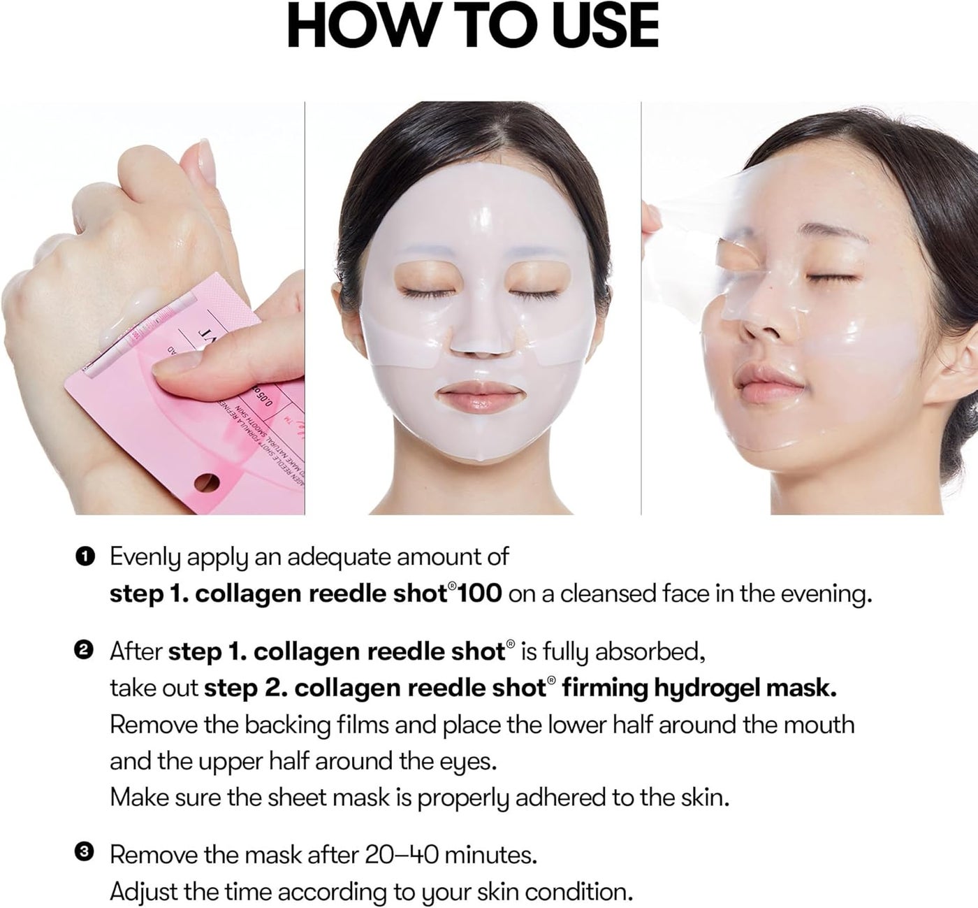Collagen Reedle Shot 100 2-Step Hydrogel Mask 4ea | Micro-Needling Collagen Treatment for Firming, Hydration & Skin Elasticity - image 5
