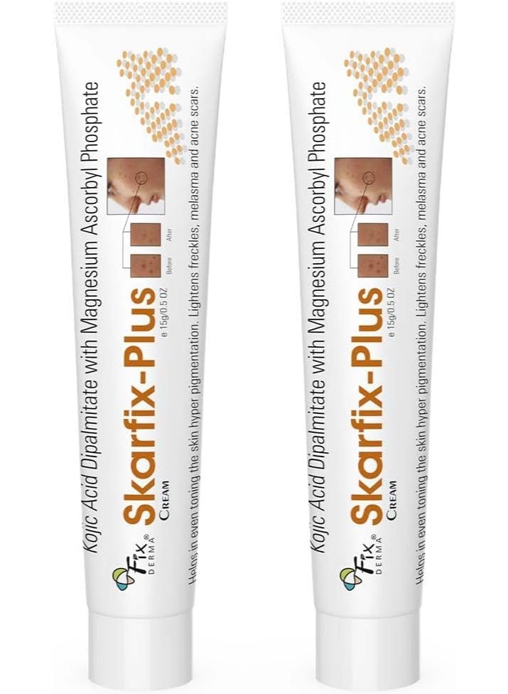 Fixderma 2% Kojic Acid + 1% Arbutin Skarfix-Plus Scar Removal Cream | Hyperpigmentation Removal Cream and Acne Scars Removal Cream | Helps to Reduce Melasma- 15gm (Pack of 2)