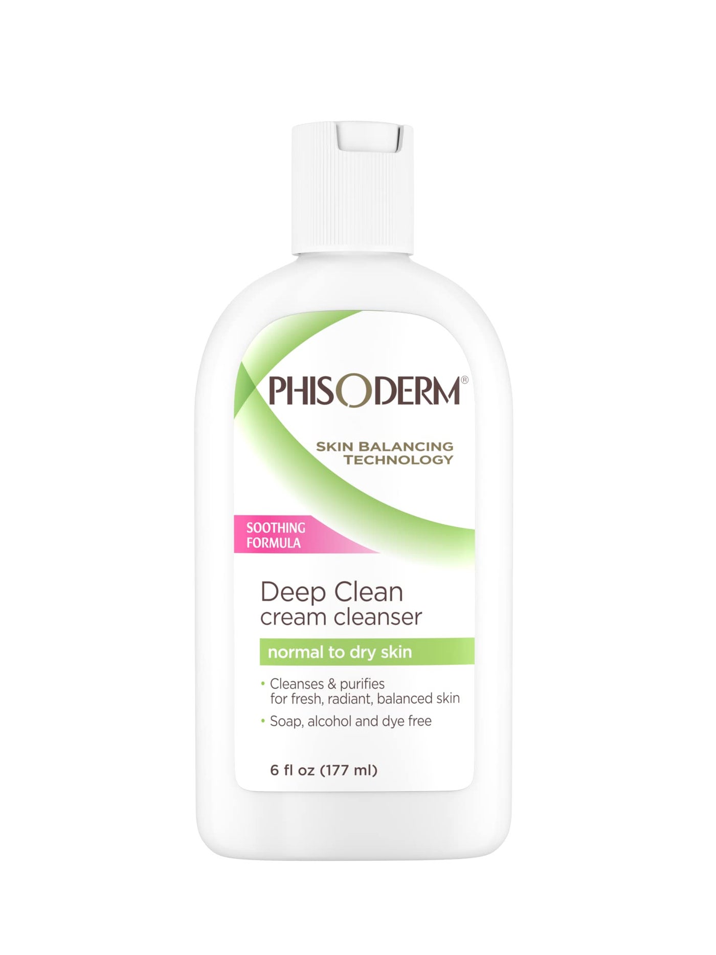 Phisoderm Deep Cleaning Cream Cleanser for Normal to Dry Skin 6 (177 ml) alcohol free soap free dermatologist tested facial wash (Packaging May Vary) (5210), 36 Fl Oz (Pack of 6)