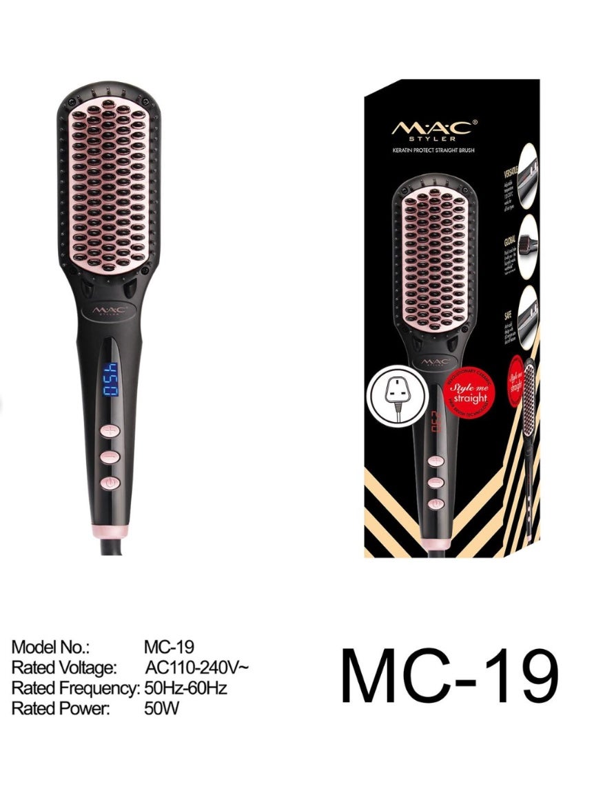 MAC Styler Home Salon 450F Electric Straightening Comb Ceramic Straightening Brush MC-19