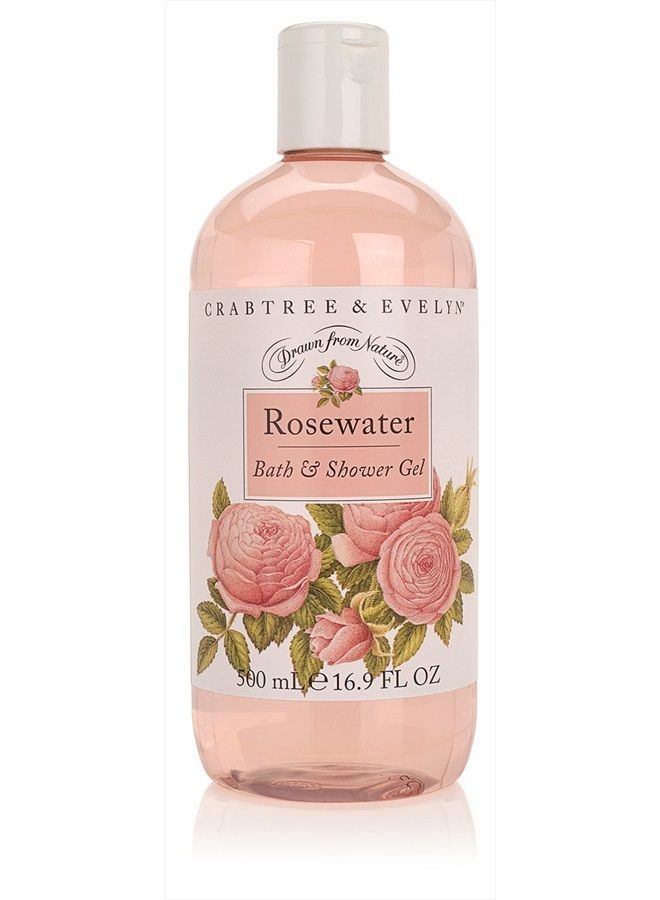 Bath and Shower Gel, Rosewater, 16.9 Fl Oz