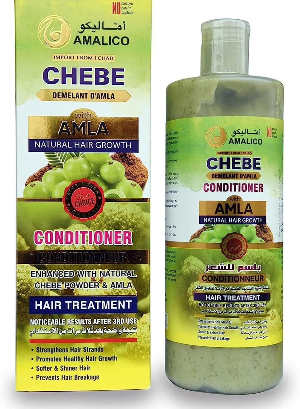 Chebe Powder Natural Hair Conditioner with Amla Oil for Hair Growth - African Chebe Powder for Hair Growth with Amla Hair Oil Natural Conditioner 500 ML
