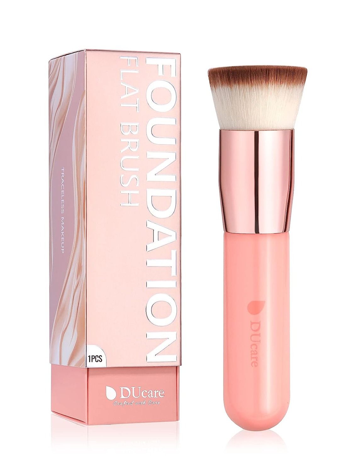 Foundation Brush for Liquid Makeup Flat Top Kabuki Synthetic Professional Makeup Brushes Liquid Blending Mineral Powder Buffing Stippling Makeup Tools Pink