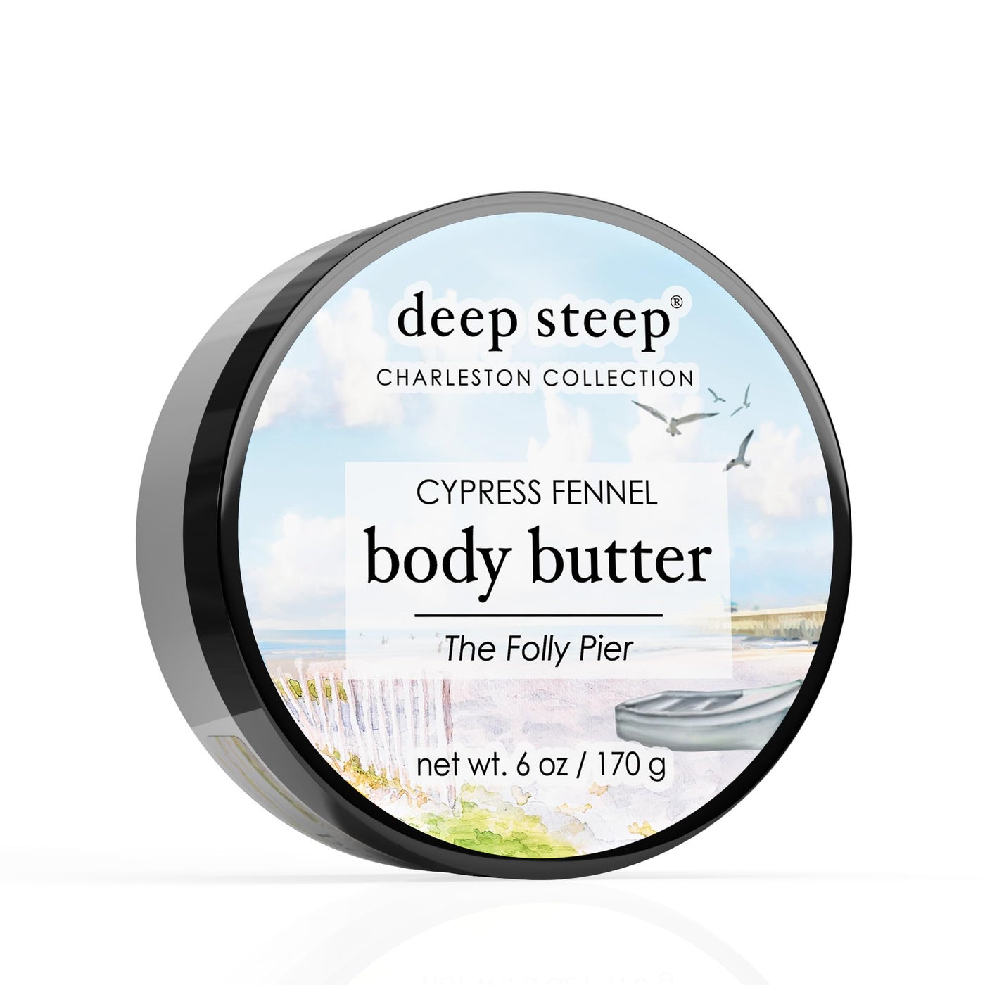 Deep Steep Body Butter, 6 oz â€“ Rich Moisturizer with Ceramides, Coconut Oil, Argan Oil & Aloe Vera â€“ Vegan, Clean Beauty, Smooth & Hydrated Skin (6 Ounces, Cypress Fennel)