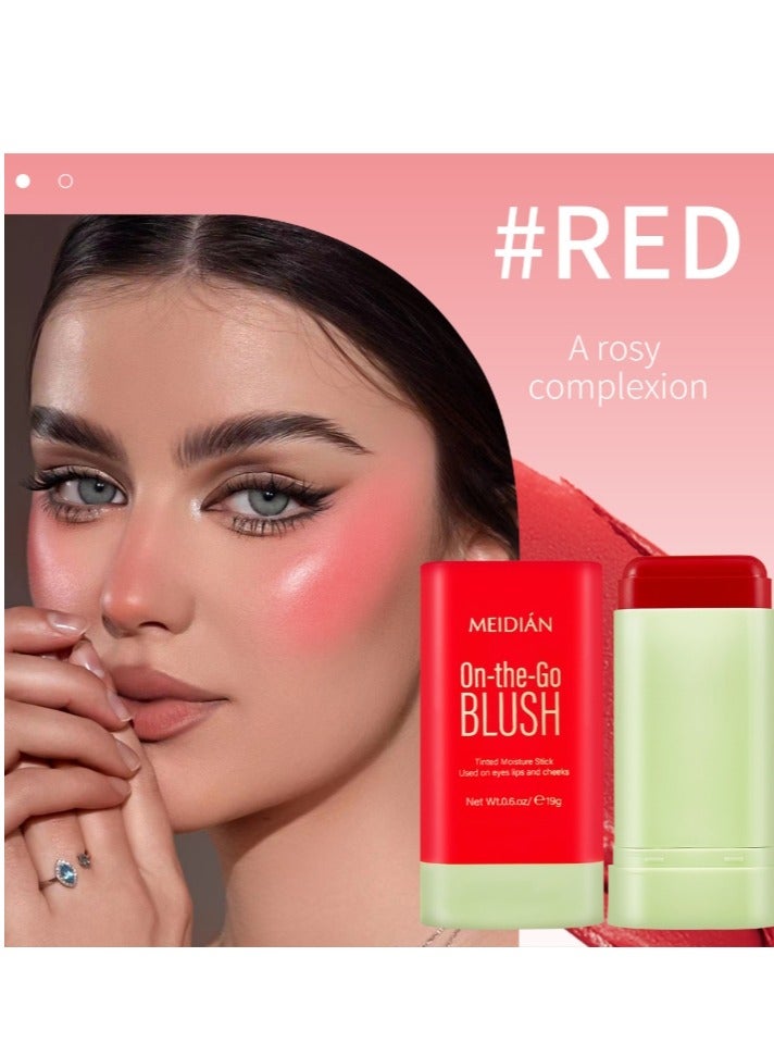 On The Go Blush,Blush Stick Blush Makeup Wand, Cream Blush For Cheeks Tint,Long-Wearing,Natural-Looking Face Foundation Bright Peach Blusher for Daily Wear 3D Red